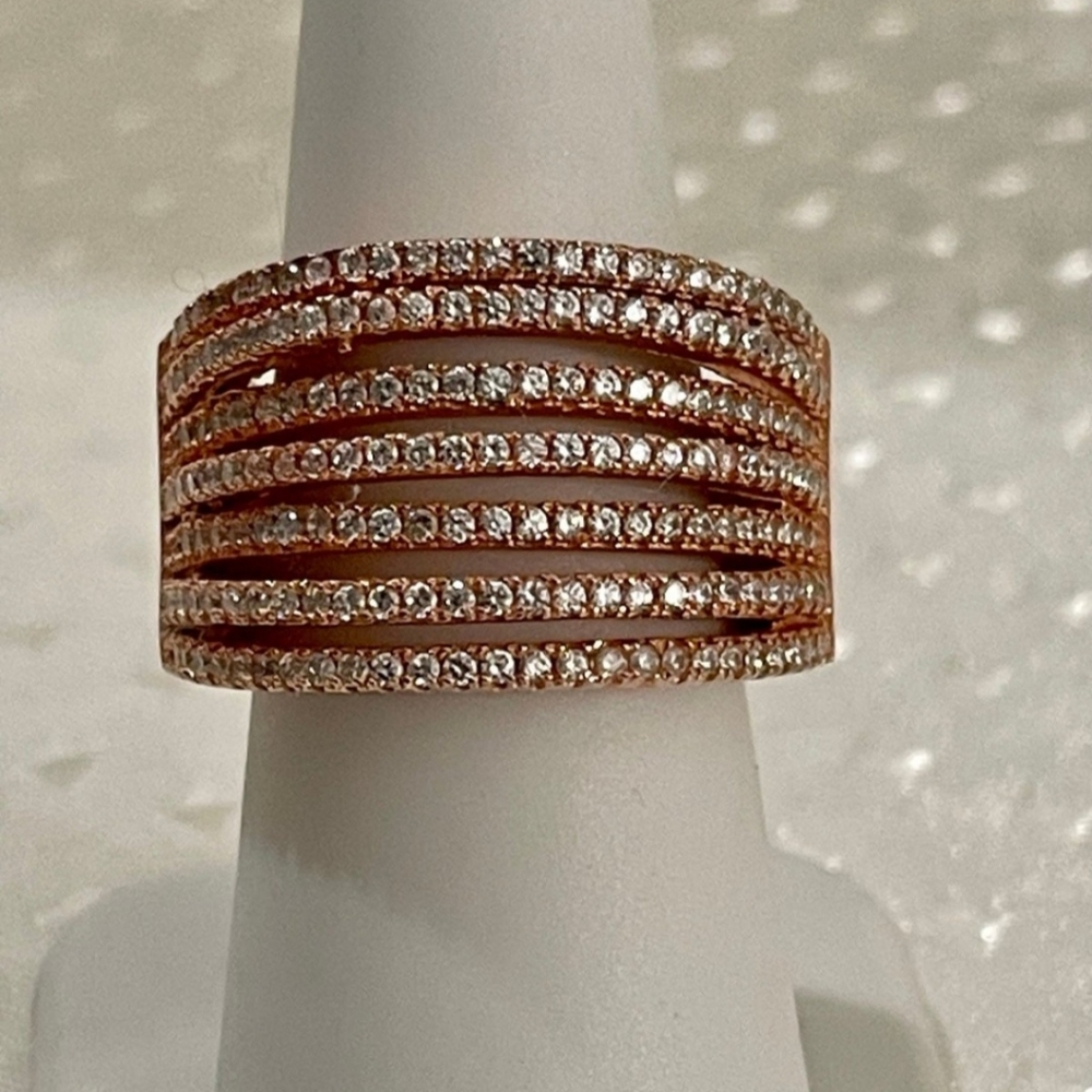 Natural White Zircon (Not Cubic Zirconia) 18k RG over Sterling Silver Sz 7! ✨️ - Picture 2 of 8